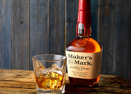 Serve Explorer of Maker's Mark bourbon whisky bottle and serve