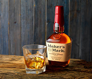 Serve Explorer of Maker's Mark bourbon whisky bottle and serve