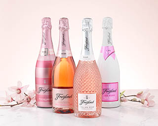 Coloured background Explorer of Freixenet cava bottles