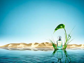 Cosmetics Photography of Hermes Un Jardin fragrance bottle