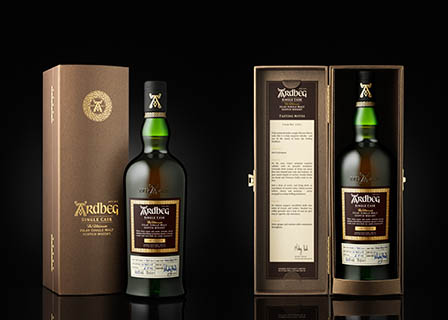 Drinks Photography of Ardbeg whisky box set