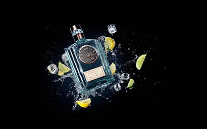 Creative still life product Photography of Brooklyn gin bottle