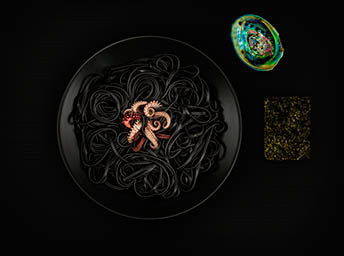 Food Photography of Barilla black squid ink pasta