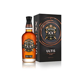 White background Explorer of Chivas Ultis bottle and box set