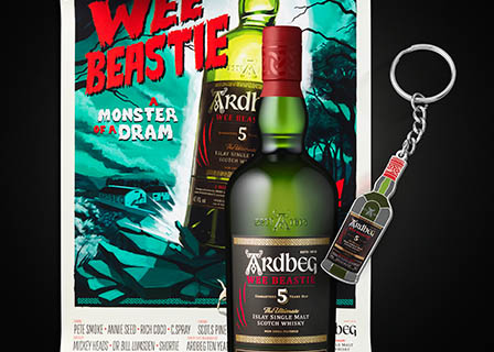 Drinks Photography of Ardbeg whisky bottle poster and key ring