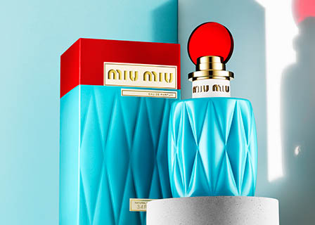 Cosmetics Photography of Miu Miu fragrance bottle