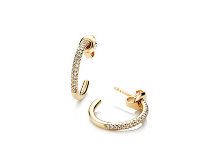 Jewellery Photography of Gold earrings with diamonds