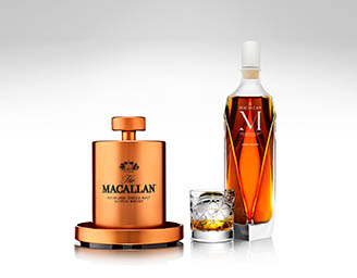 Drinks Photography of Macallan whisky bottle and serve