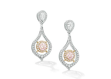 Jewellery Photography of Boodles platinum earrings with diamonds and sapphire