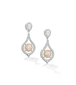 Jewellery Photography of Boodles platinum earrings with diamonds and sapphire