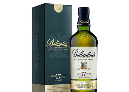 Drinks Photography of Ballantine's whisky bottle and box set