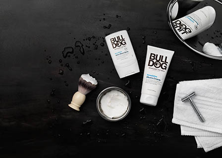 Black background Explorer of Bull Dog men grooming products