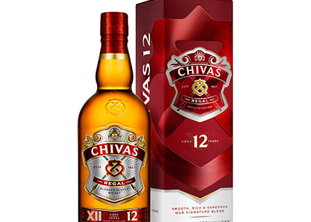White background Explorer of Chivas whisky bottle and box set