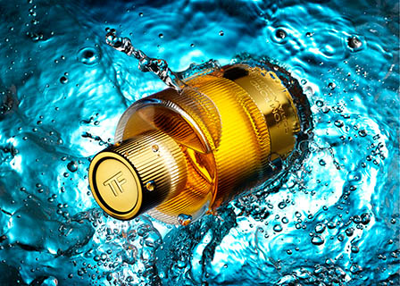 Cosmetics Photography of Tom Ford Costa Azzurra fragrance bottle