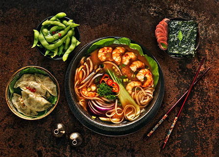 Advertising Still life product Photography of Wagamama prawn chilli ramen soup