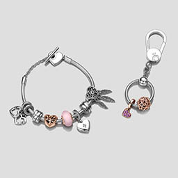 Jewellery Photography of Pandora jewellery bracelet charms and key ring