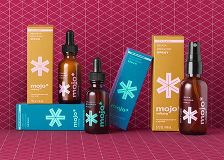 Coloured background Explorer of Mojo skin care products