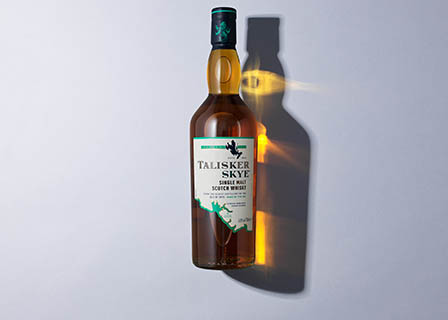 Drinks Photography of Talisker whisky bottle