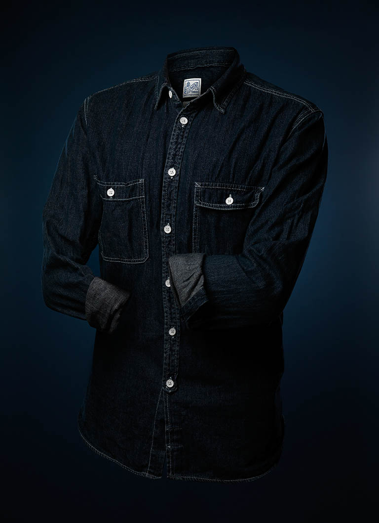 Packshot Factory - Mens fashion - Jeans shirt on invisible mannequin