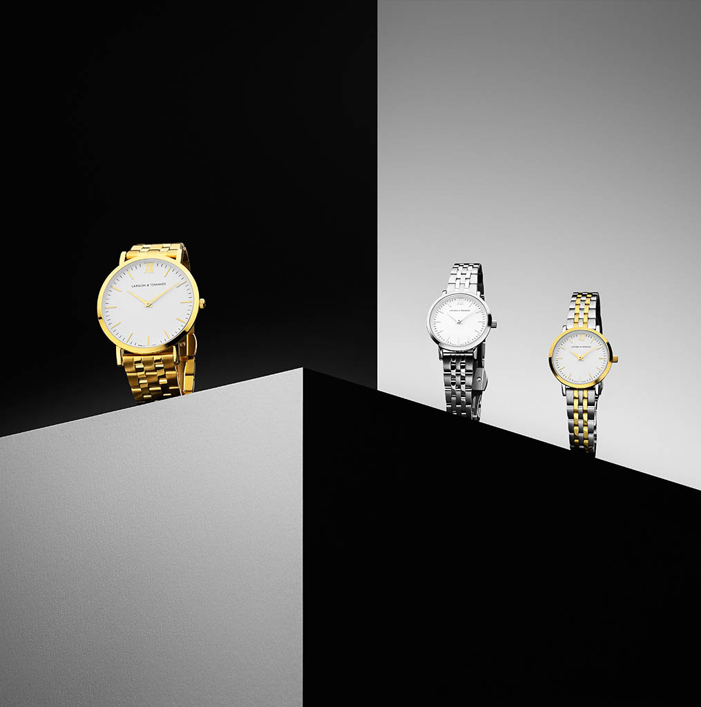Packshot Factory - Mens watch - Larsson & Jennings silver and gold watches