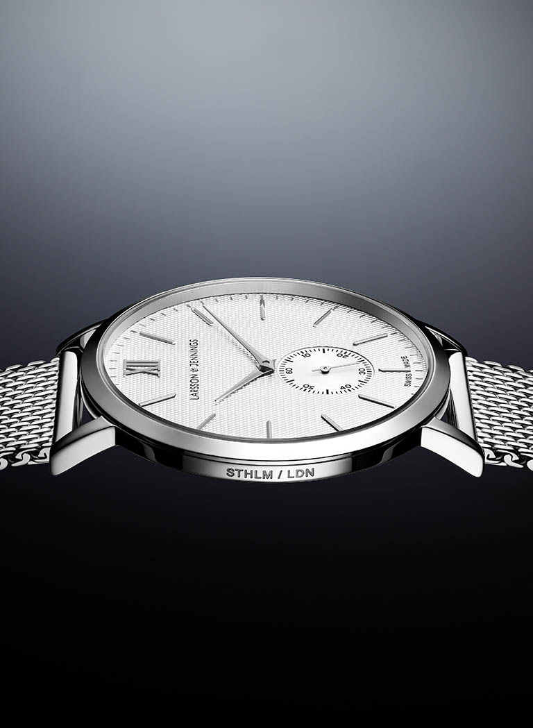 Packshot Factory - Mens watch - Larsson & Jennings silver watch