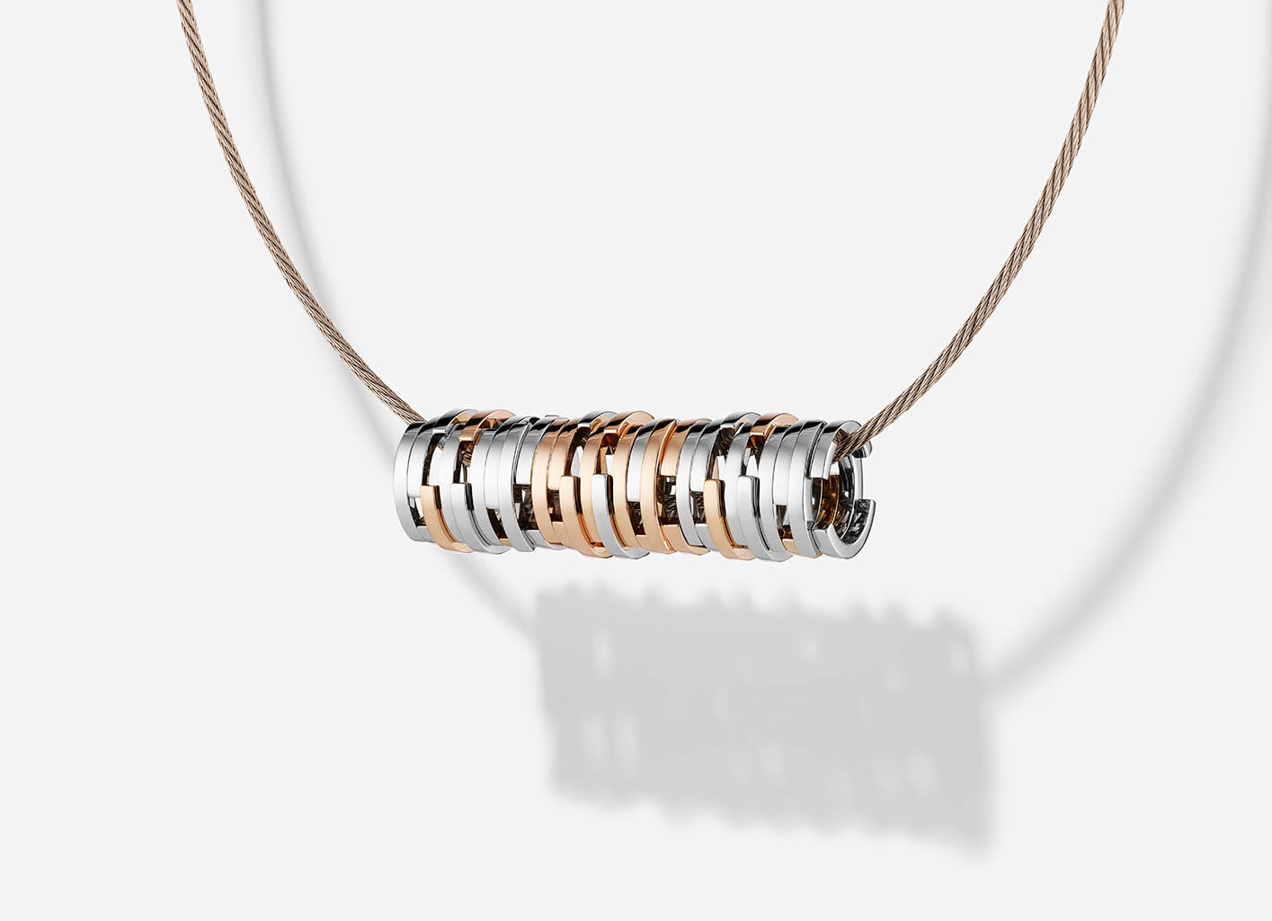 Packshot Factory - Necklace - Maison Dauphin white gold and gold pendants