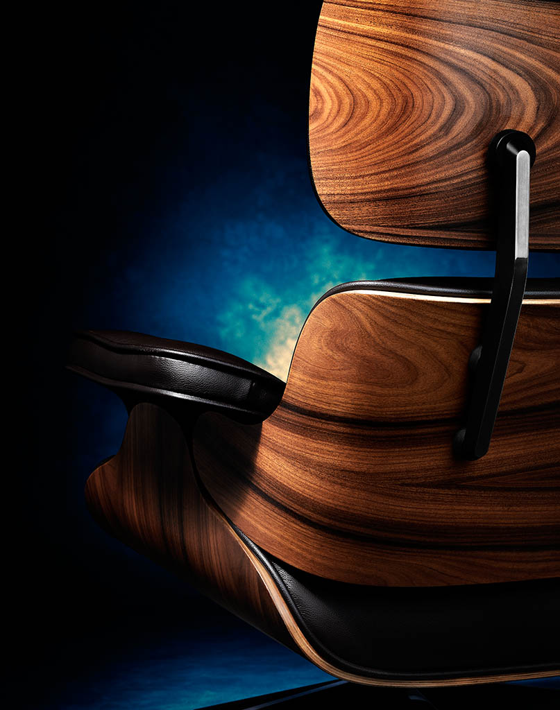 Still Life Product Photography of Eames Lounge and Ottoman - lounge chair by Packshot Factory
