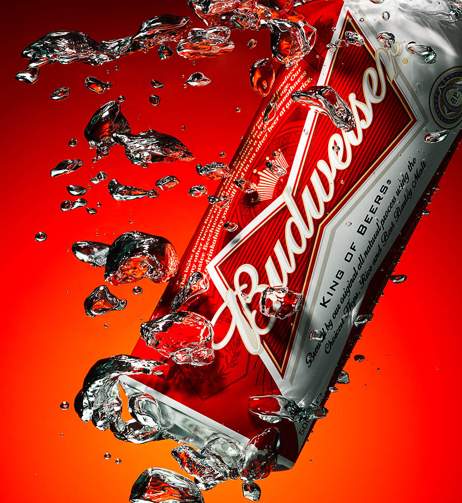 Advertising Still Life Product Photography of Budweiser beer can by Packshot Factory