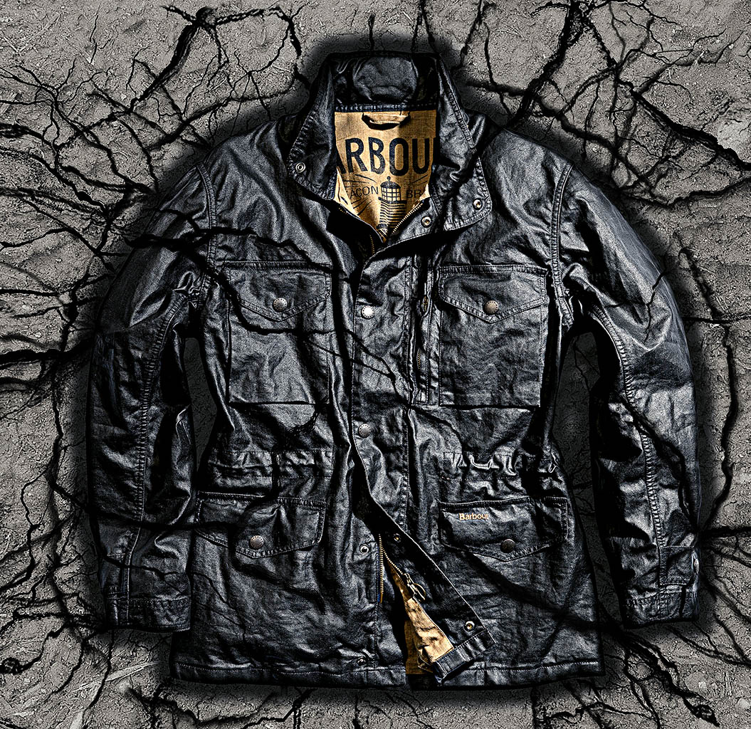 Creative Still Life Product Photography and Retouching of Barbour men's jacket by Packshot Factory
