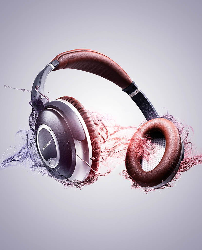 Creative Still Life Product Photography and Retouching of Bose headphones by Packshot Factory