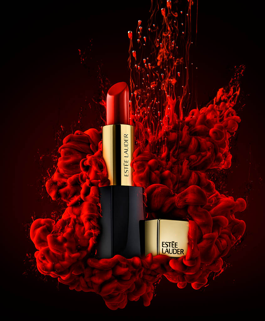 Creative Still Life Product Photography and Retouching of Estee Lauder lipstick by Packshot Factory