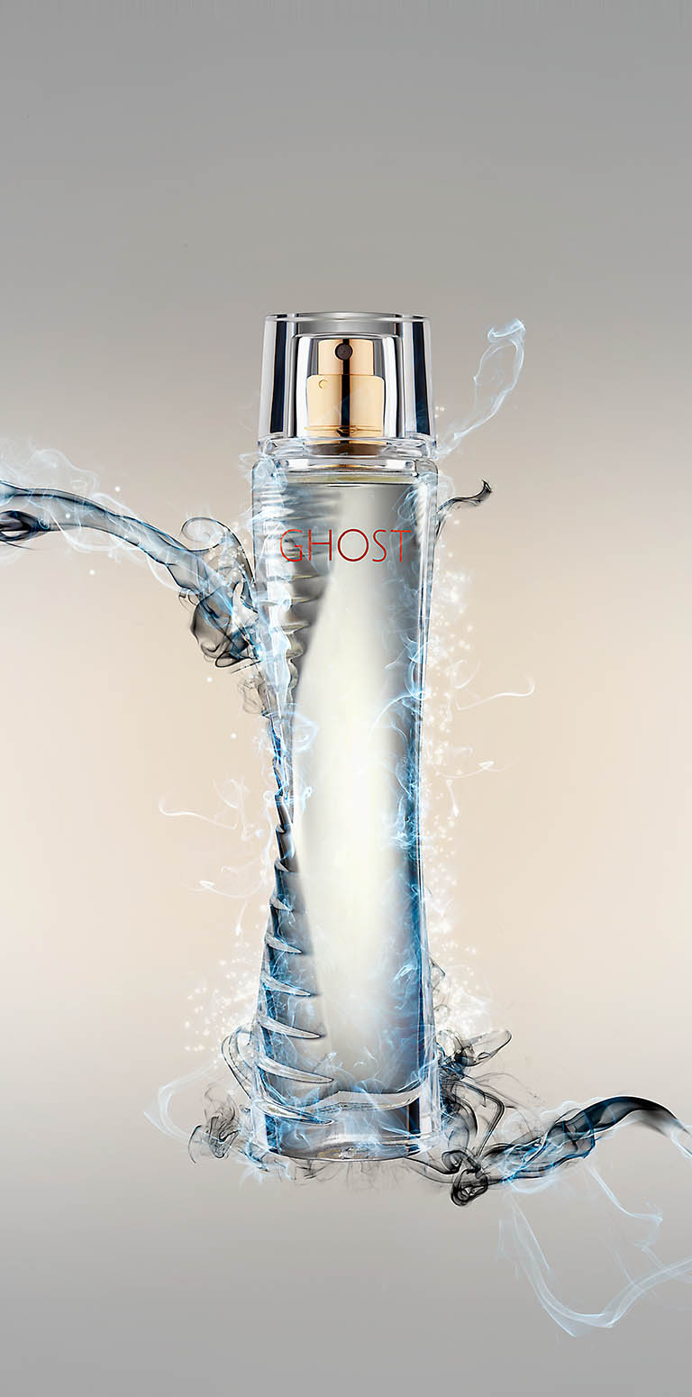 Creative Still Life Product Photography and Retouching of Ghost perfume bottle by Packshot Factory