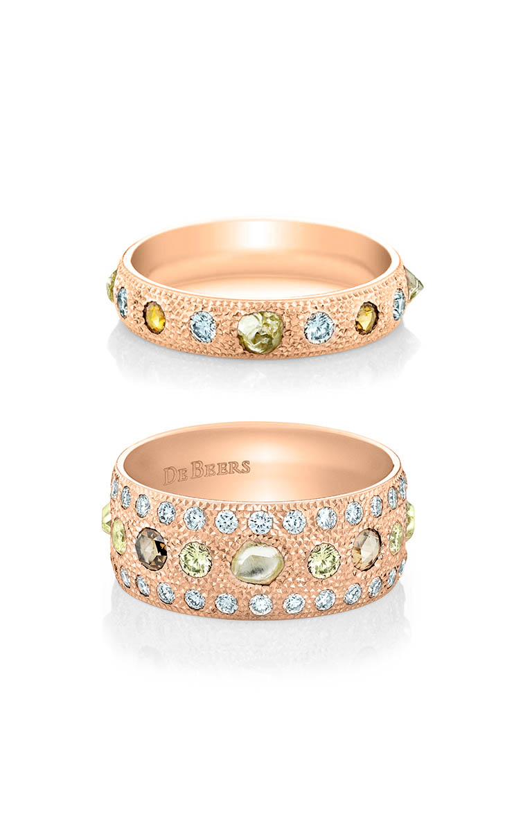 Packshot Factory - Rings - DeBeers jewellery gold band and snake ring