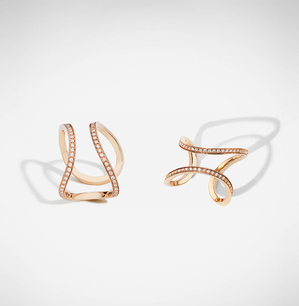 Packshot Factory - Rings - Maison Dauphin gold rings with diamonds