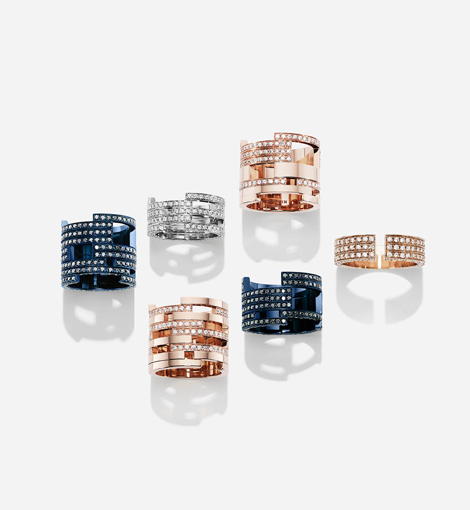 Packshot Factory - Rings - Maison Dauphin gold rings with diamonds