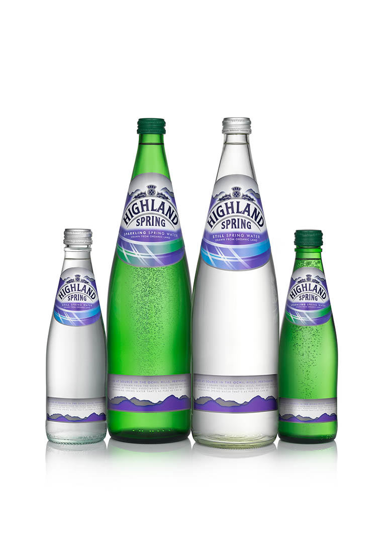 Packshot Factory - White background - Highland Spring water bottles