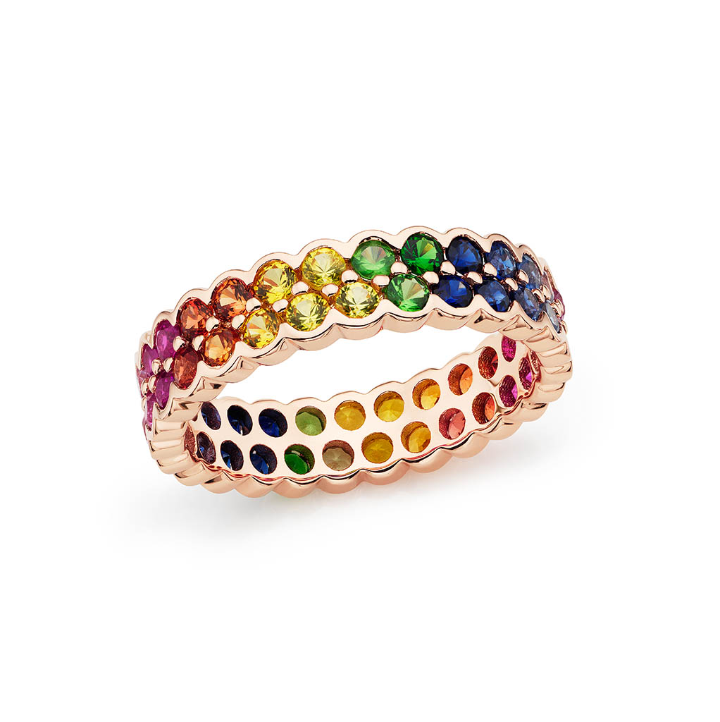 Packshot Factory - White background - Maison Dauphin gold band with gem stones