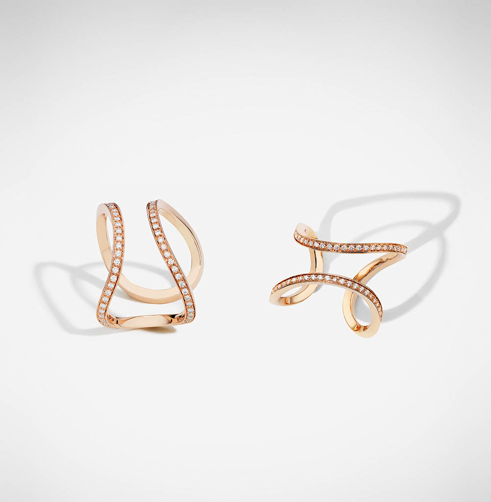 Packshot Factory - White background - Maison Dauphin gold rings with diamonds