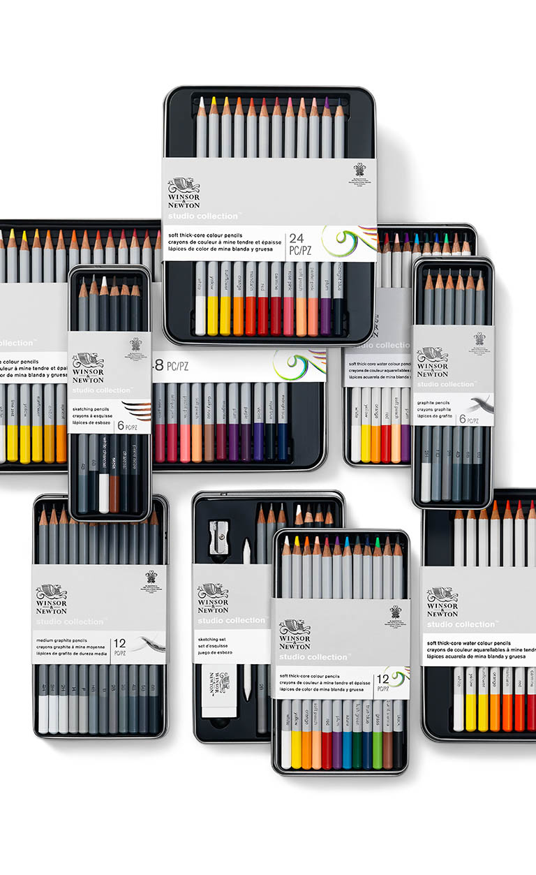 Packshot Factory - White background - Winsor & Newton art supplies pencils